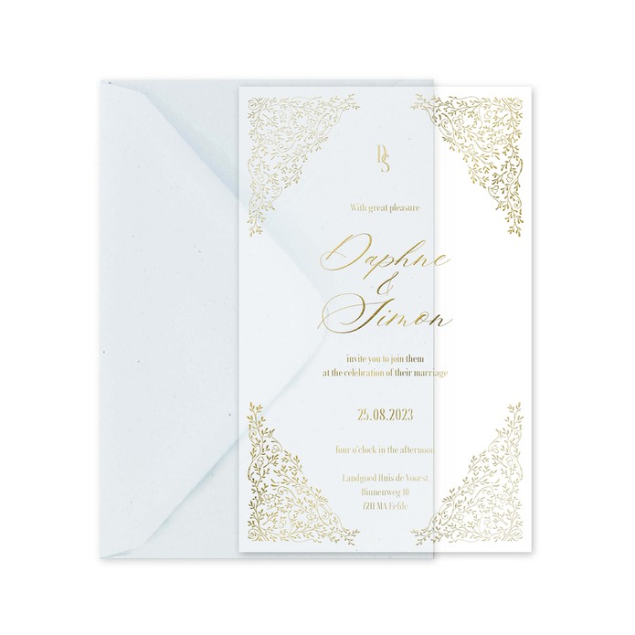 KALKPAPIER en FOLIE Trouwkaart - Bridgerton Flowers