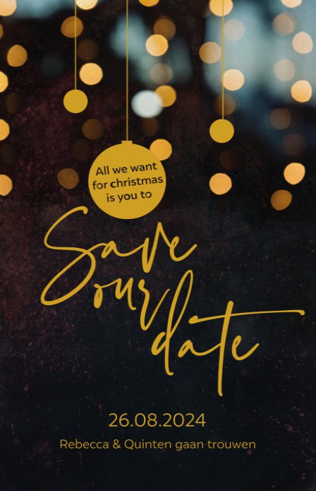 FOLIE Kerst Save the date - Dark Goud