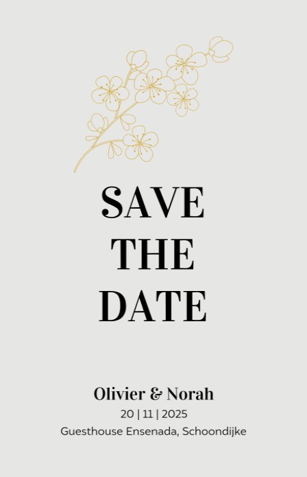 FOLIE Save the date - Minimalistic Flowers Lichtgroen