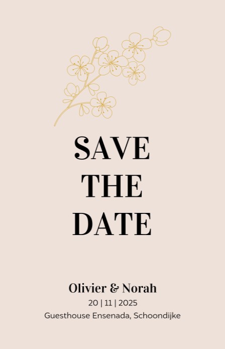 FOLIE Save the date - Minimalistic Flowers Roze