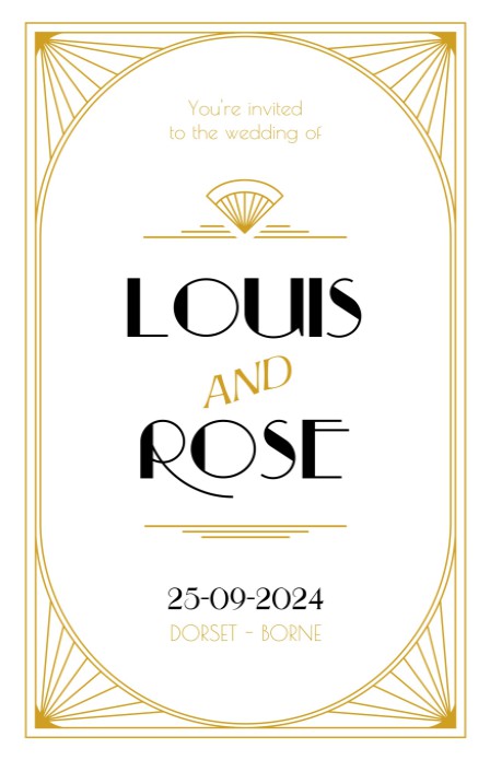 FOLIE Trouwkaart - Art Deco Goud Wit