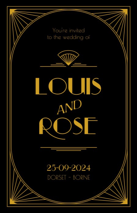 FOLIE Trouwkaart - Art Deco Goud Zwart