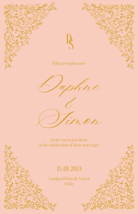 FOLIE Trouwkaart - Bridgerton Bloemen Roze