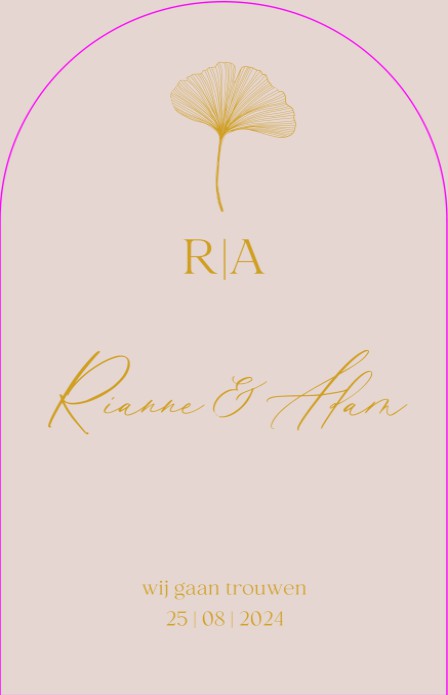 FOLIE VORM Trouwkaart - Ginkgo Roze