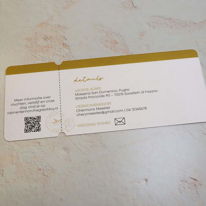 FOLIE STAPEL Trouwkaart - Paspoort met Boarding Pass Blauw en Goud