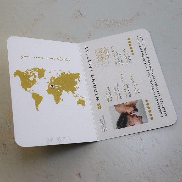 STAPEL Trouwkaart - Paspoort en Boarding Pass Blauw en Goud