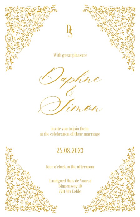 KALKPAPIER en FOLIE Trouwkaart - Bridgerton Flowers