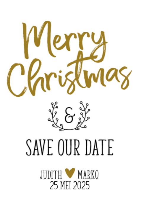 Kerst Save the date - Goud Typografisch