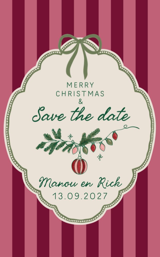 Kerst Save the date - Strepen en Kerstdeco