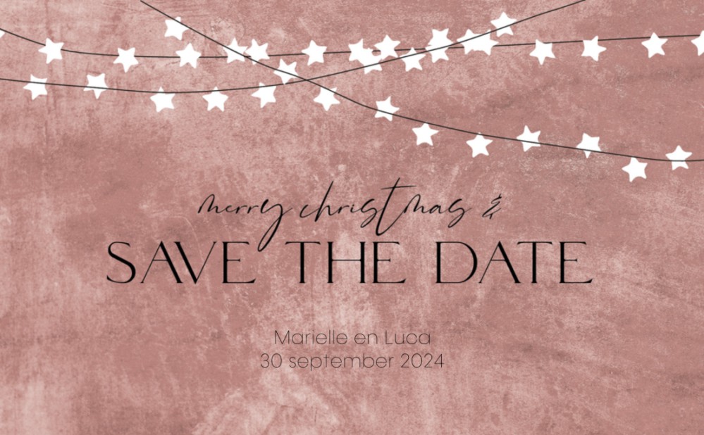 Kerst Save the date - Velvet Roze Sterretjes