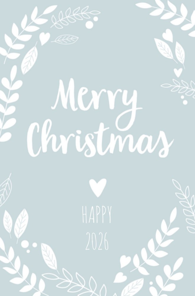 Kerstkaart - Blaadjes Blauw