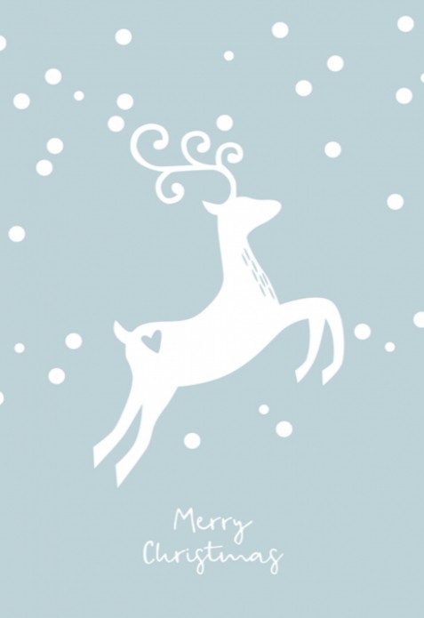 Kerstkaart - Rendier Blauw