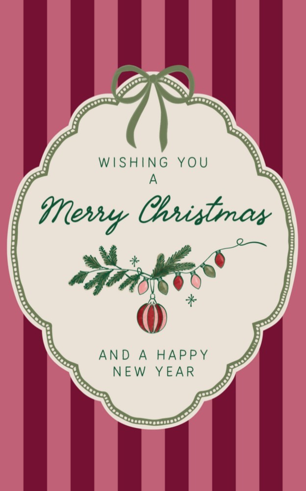 Kerstkaart - Strepen en Kerstdeco
