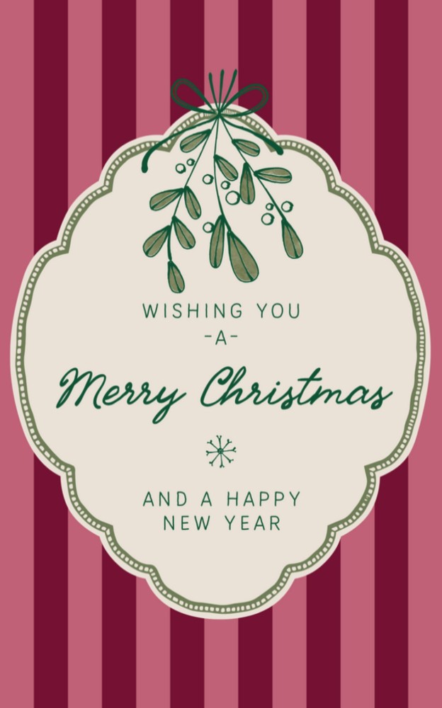 Kerstkaart - Strepen en Mistletoe