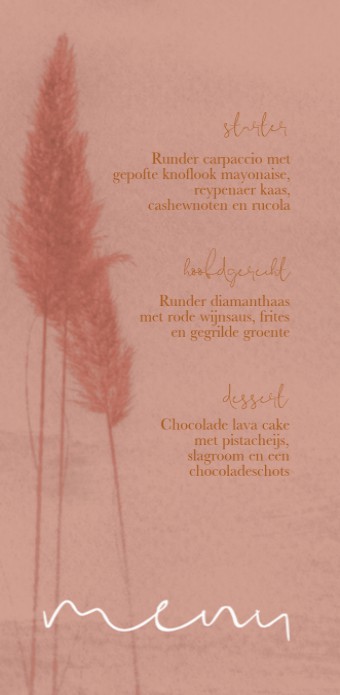 Menukaart - Blush Pampasgras Roze
