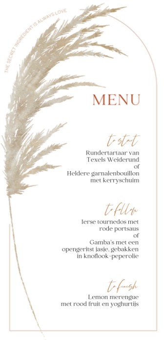 Menukaart - Bohemian