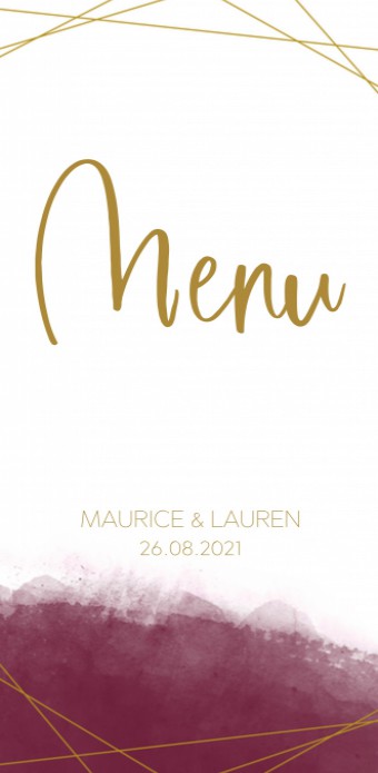 Menukaart - Bordeaux Goudstreep