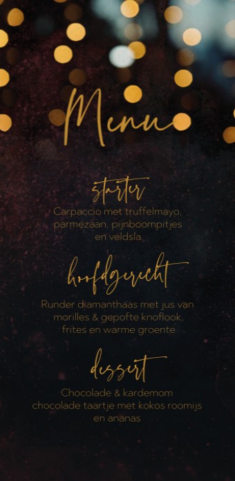 Menukaart - Dark and Moody Goud