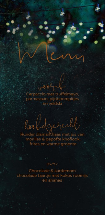 Menukaart - Dark Festival Lampjes Koper