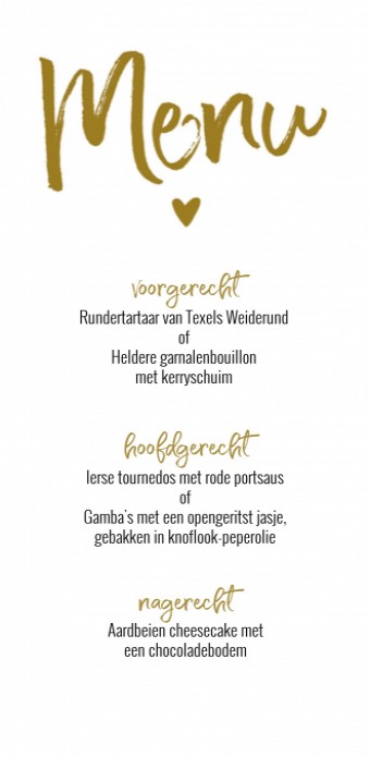 Menukaart - Glitters en Goud Typografisch