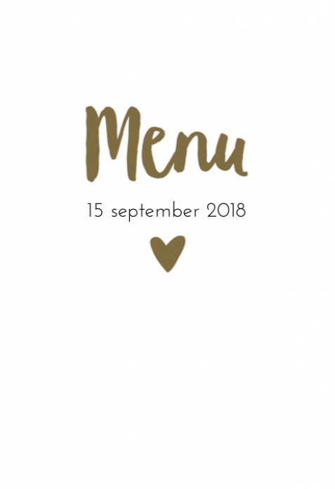 Menukaart - Gouden Hartje - Klein