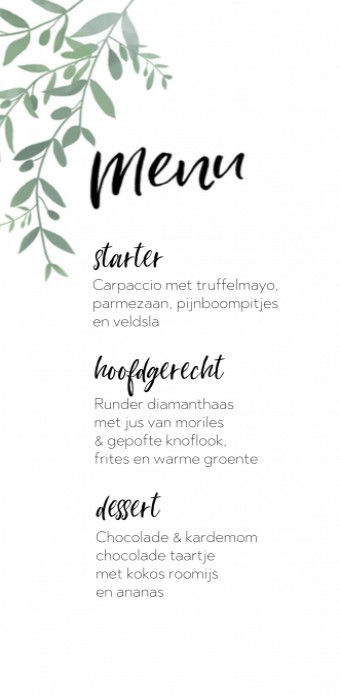 Menukaart - Puur Natuur Takjes 1