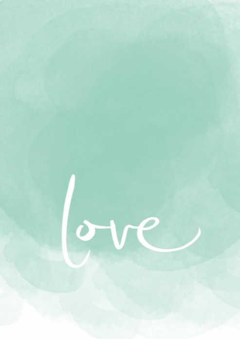 Miniposter Watercolor Love Mint