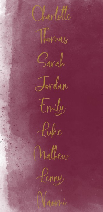 Naamkaartjes DIY Lang - Bordeaux Goudtint