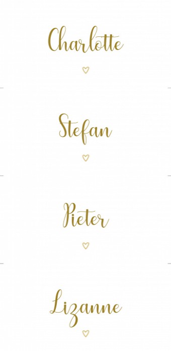 Naamkaartjes DIY Lang - Goud Typo Hartje
