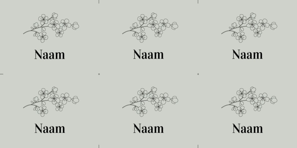 Naamkaartjes DIY - Minimalistic Flowers Lichtgroen
