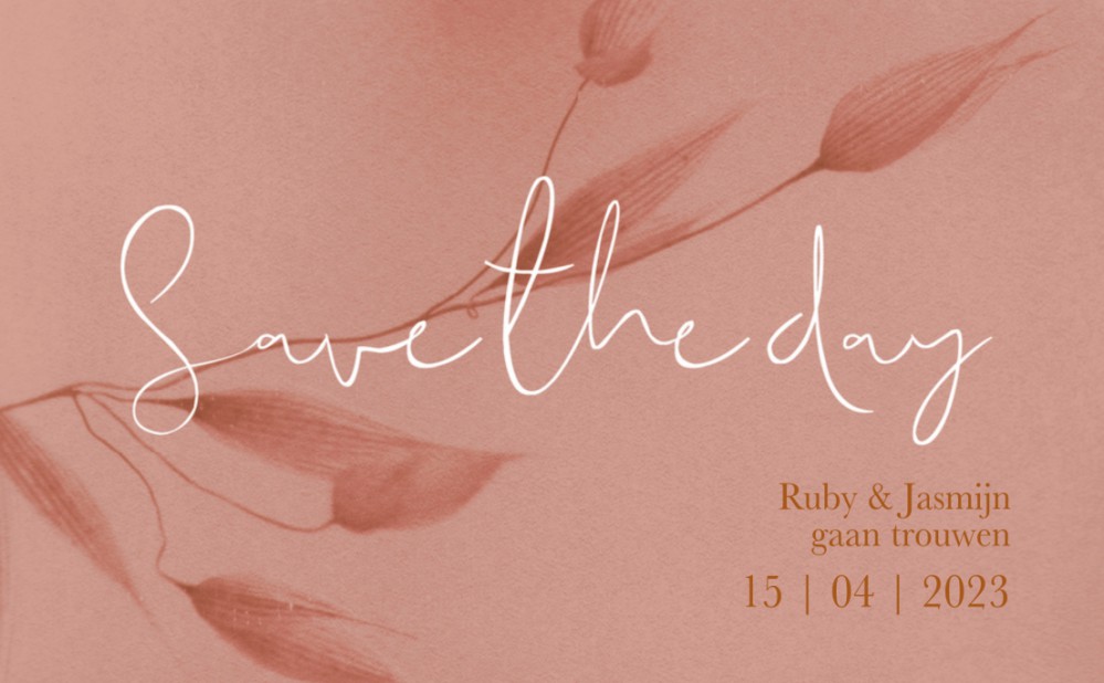 Save the date - Blush Bamboe Roze