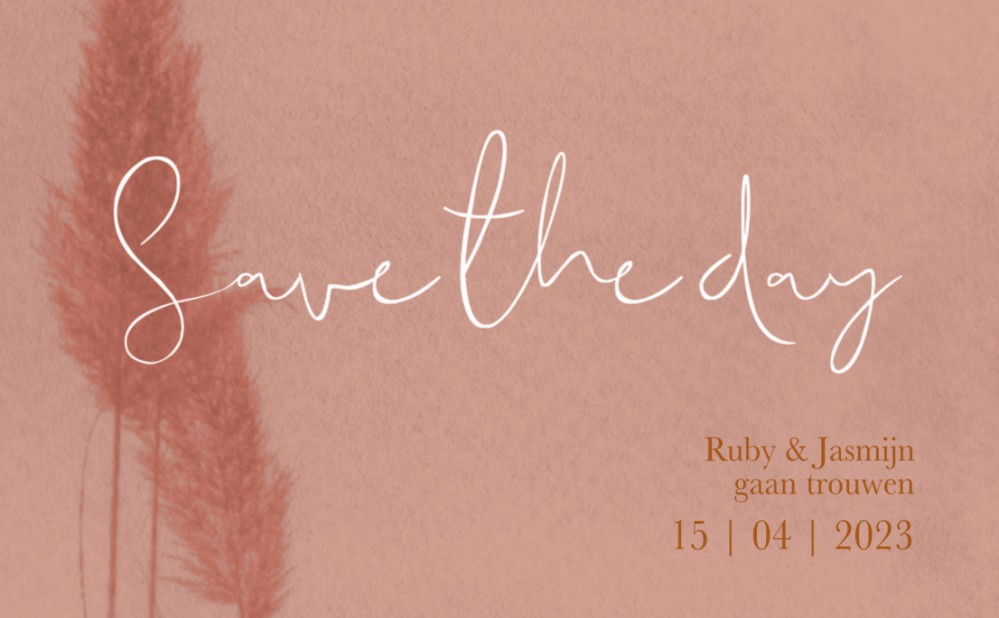 Save the date - Blush Pampasgras Roze