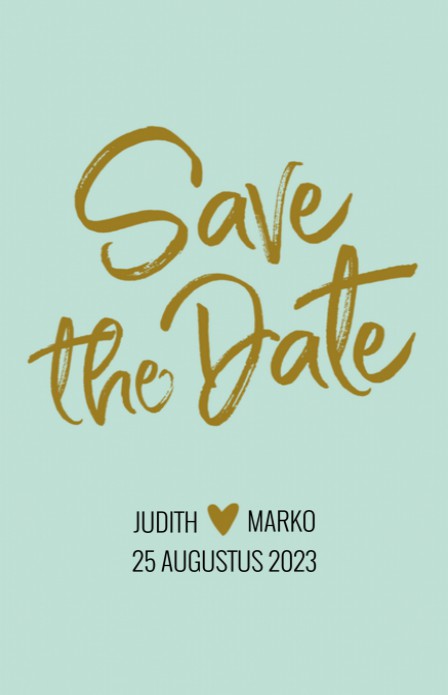 Save the date - Glitters en Goud Typografisch Mintgroen