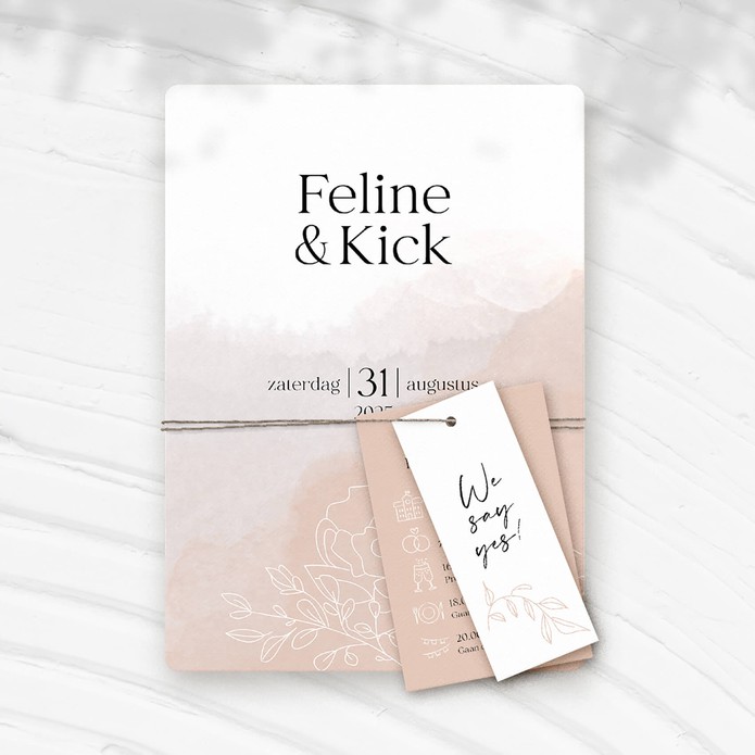 STAPEL Trouwkaart - Bloem roze