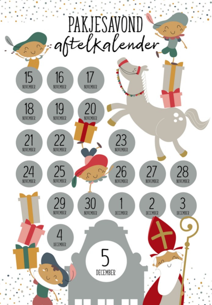 Sinterklaas Pakjesavond Aftelkalender Kleur