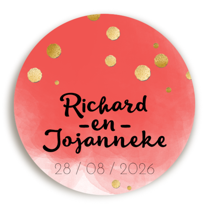 Sluitsticker Watercolor Koraal Confetti