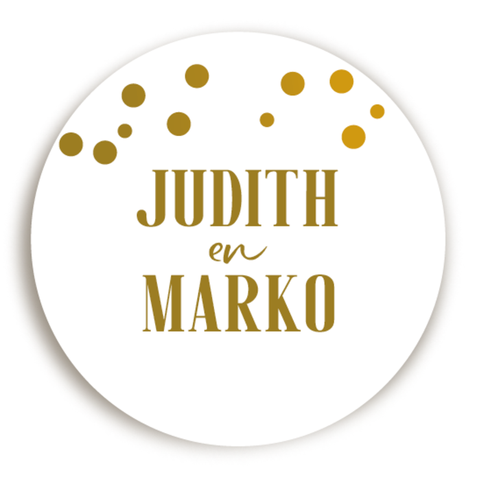 Sluitsticker Goudstipjes wit