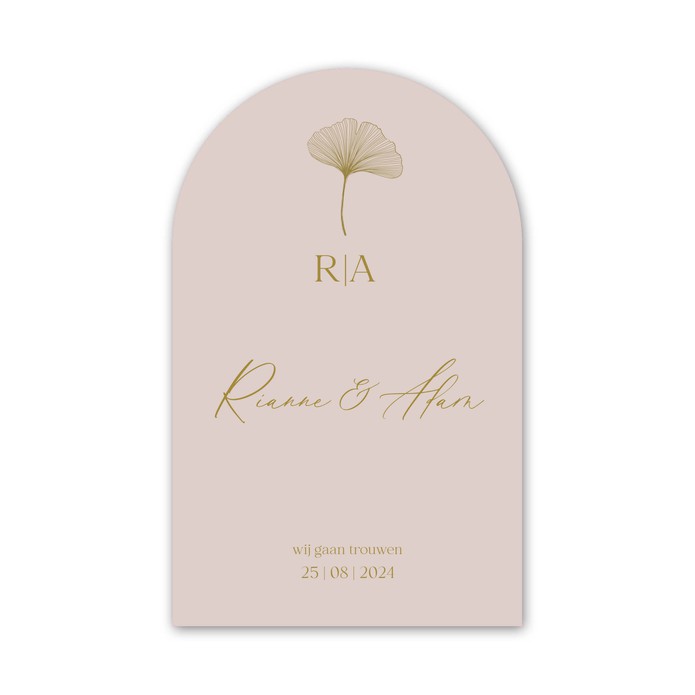 VORM Trouwkaart - Ginkgo Roze