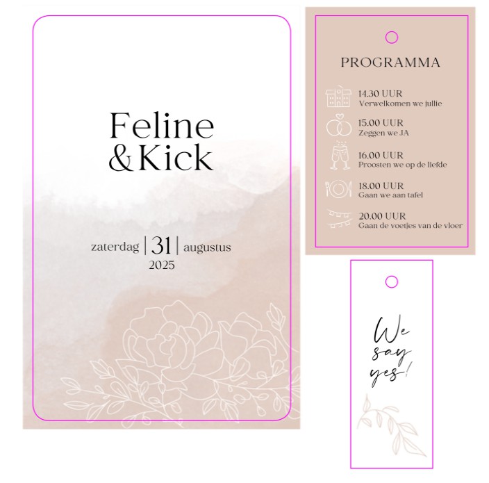 STAPEL Trouwkaart - Bloem roze