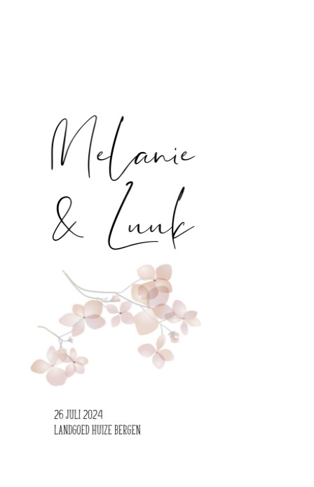 Trouwkaart - Bloem Pastel roze