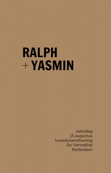 Trouwkaart - Nougat Bruin Typografisch Strak