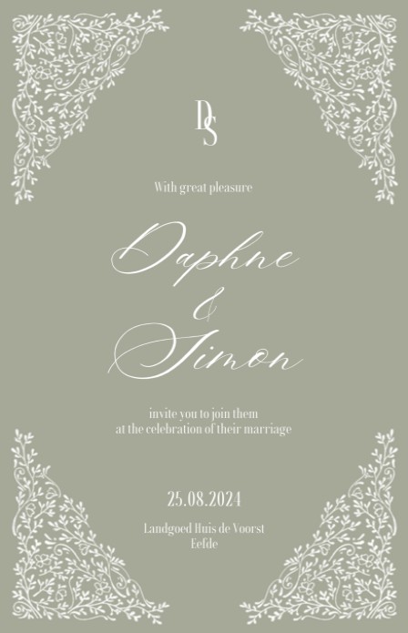 Trouwkaart - Bridgerton Bloemen Groen