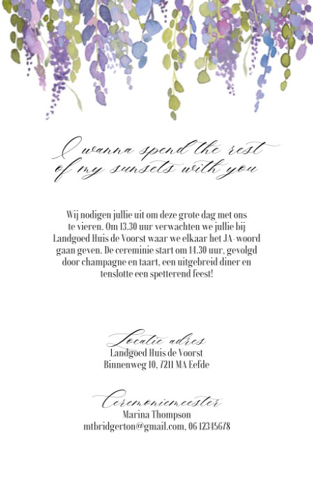 Trouwkaart - Bridgerton Wisteria