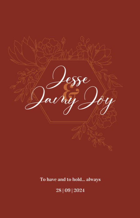 Trouwkaart - Country Bloemenkader Roestrood