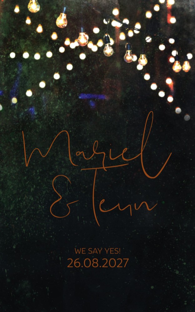 Trouwkaart - Darkgreen Lampjes Koper