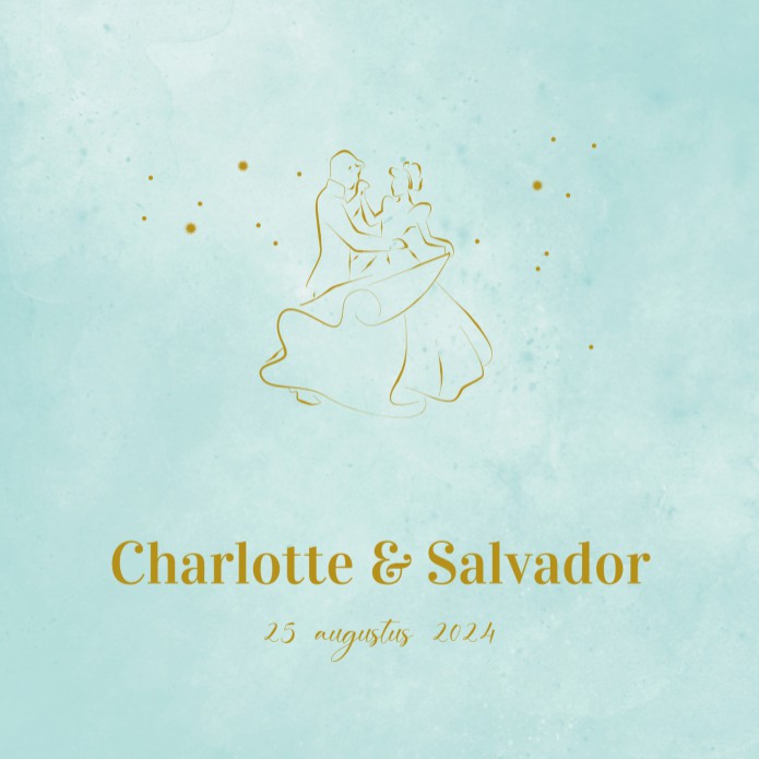 Trouwkaart - Disney Inspired Assepoester Blauw