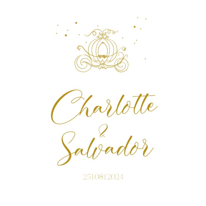 Trouwkaart - Disney Inspired Koets goud