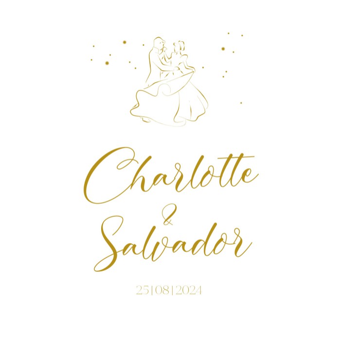 Trouwkaart - Disney Inspired Prins en Prinses goud