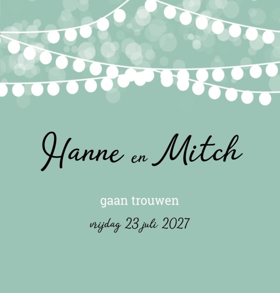 Trouwkaart - Festival Lampjes groen