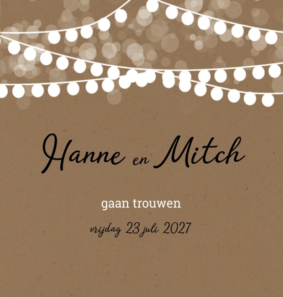 Trouwkaart - Festival Lampjes kraft